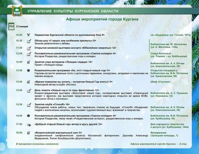 мероприятие Афиша мероприятий на открытых площадках г. Кургана курган афиша расписание