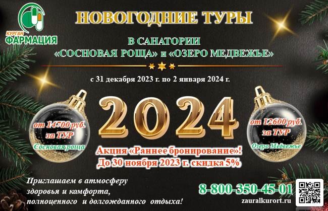 Новый 2024 год в санатории «Сосновая роща» и «Озеро Медвежье» курган афиша расписание