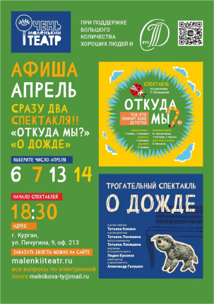 мероприятие Спектакль Откуда мы? и О дожде курган афиша расписание