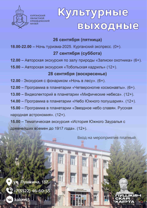 мероприятие Программа выходного дня в Краеведческом музее курган афиша расписание